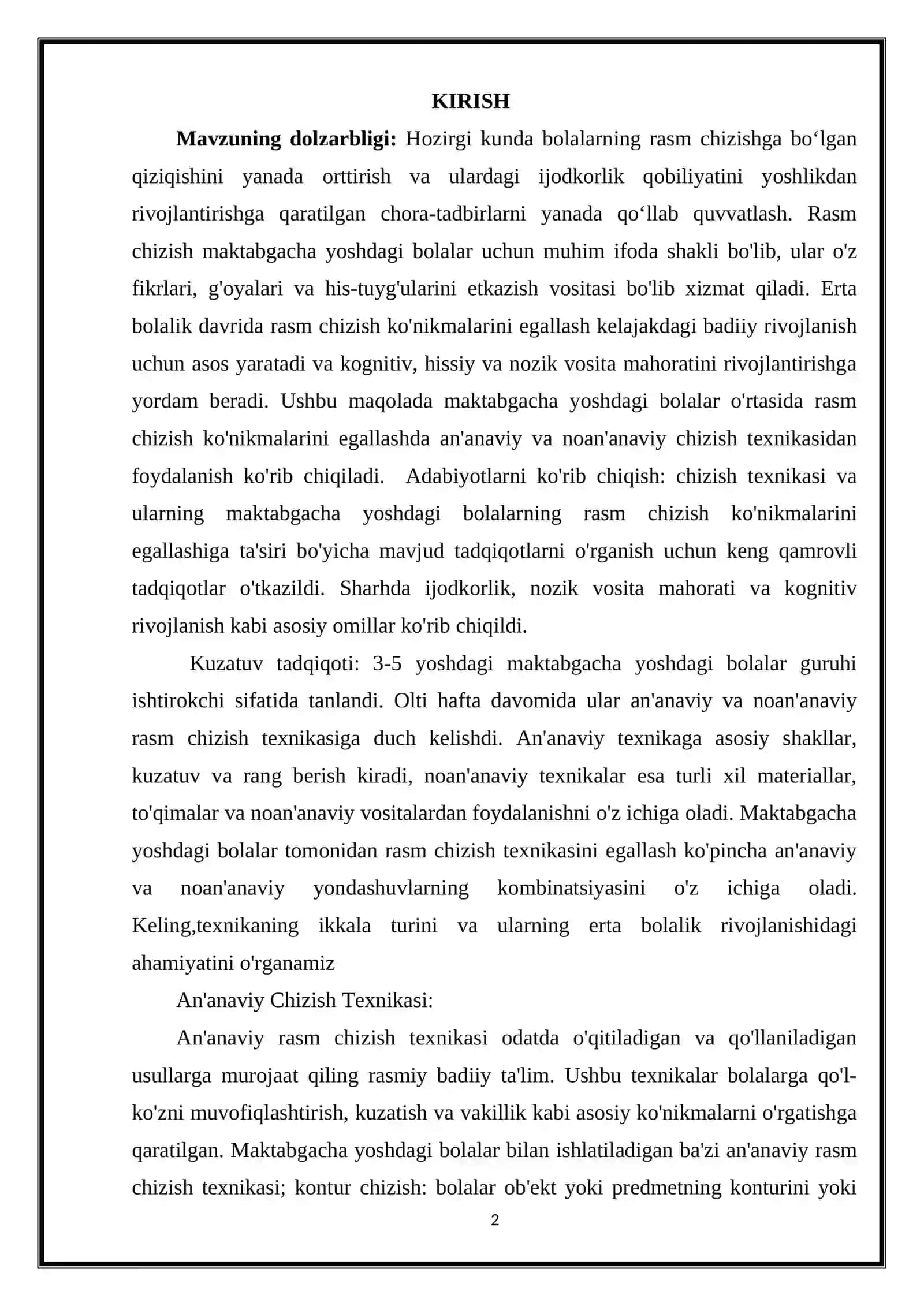 MAKTABGA TAYARLOV GURUHIDA BOLALARNI RASM CHIZISHGA O'RGATISH METODLARI 2