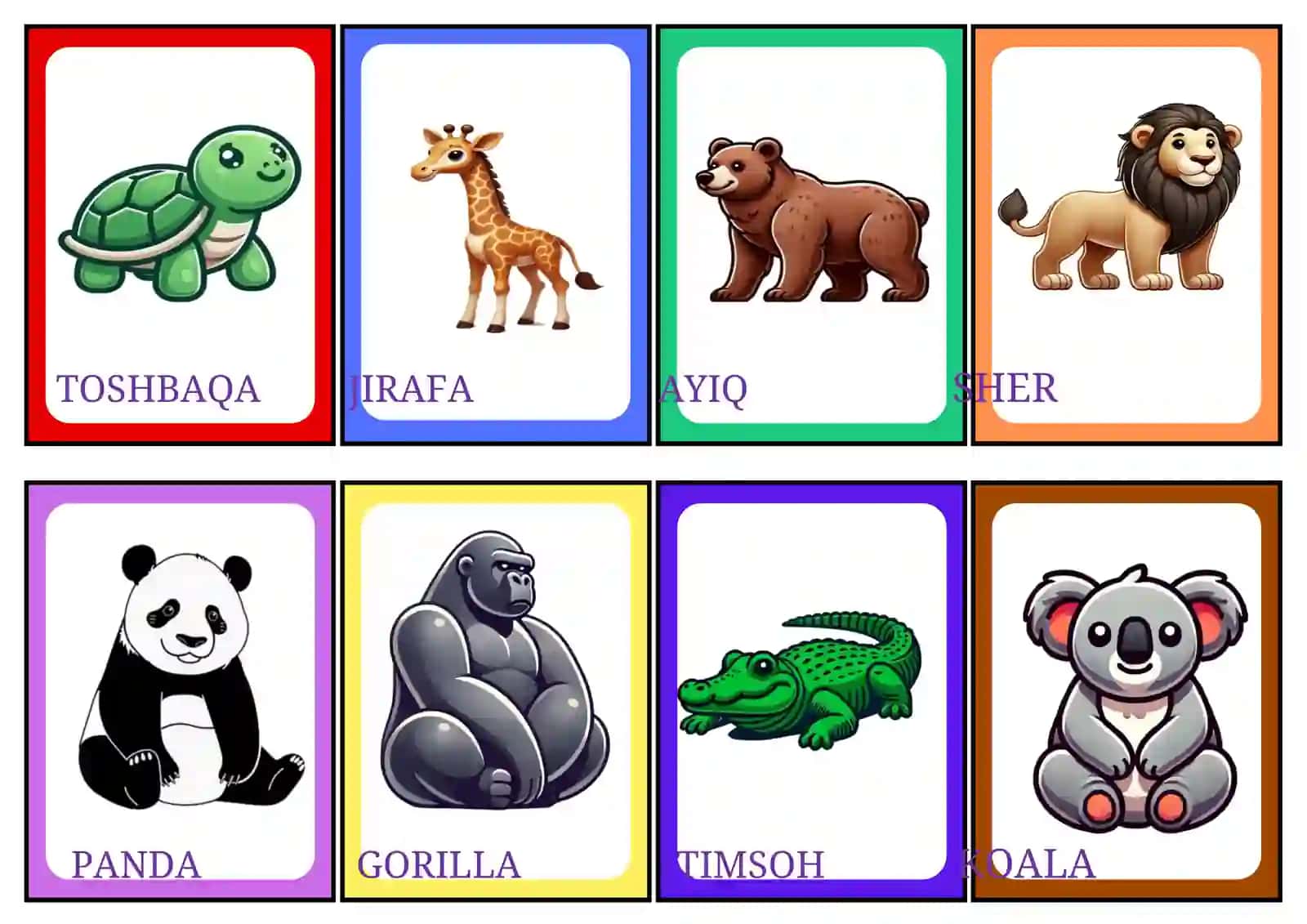 UY HAYVONLARI VA YOVVOYI HAYVONLAR FLASH CARD 2