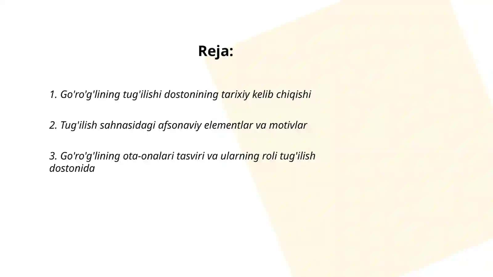 Go'ro'g'lining tug'ilishi dostoni haqida 2