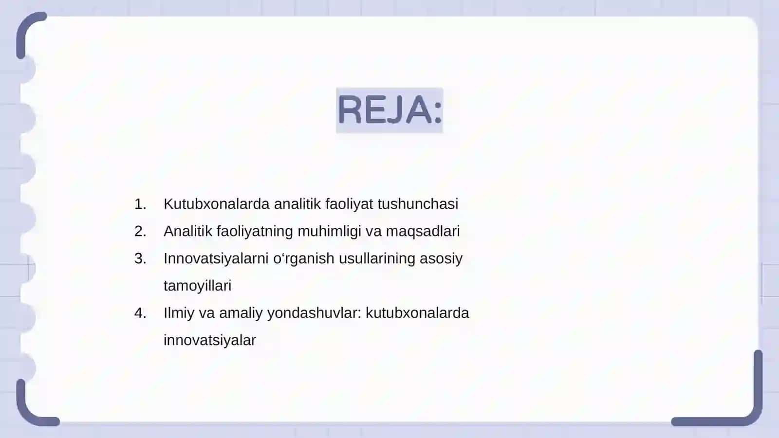 Kutubxonalarda analitik faoliyat, innovatsiyalarni o‘rganish usullari 2