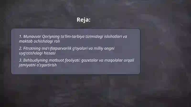 Munavvar Qoriyning ta'lim-tarbiya tizimidagi islohotlari va maktab ochishdagi roli 2