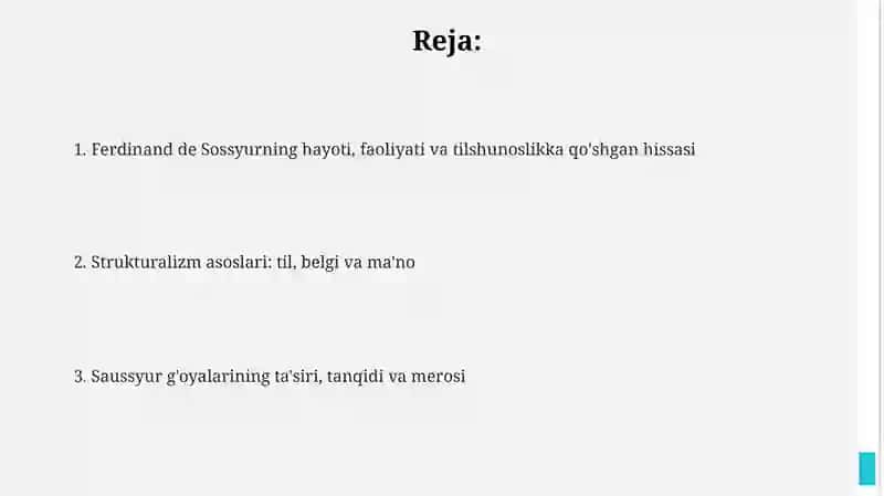 Ferdinand de Sossyur ta'limoti va strukturasi 2