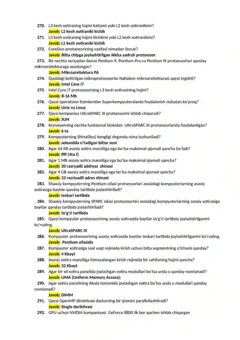 Kompyuter arxitekturasi fanidan savollar 2