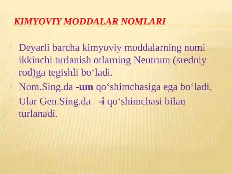 Kimyoviy moddalar va kislotalar nomlanishi 2