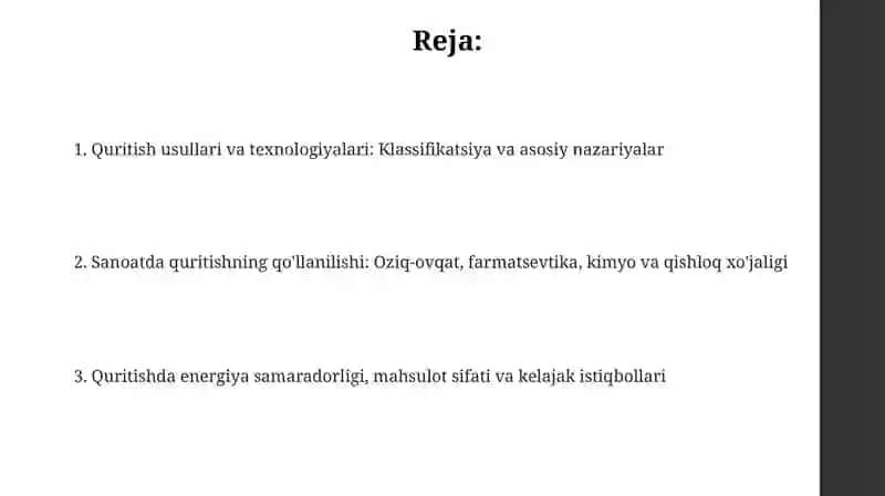 Quritish usullari va texnologiyalari: Klassifikatsiya va asosiy nazariyalar 2
