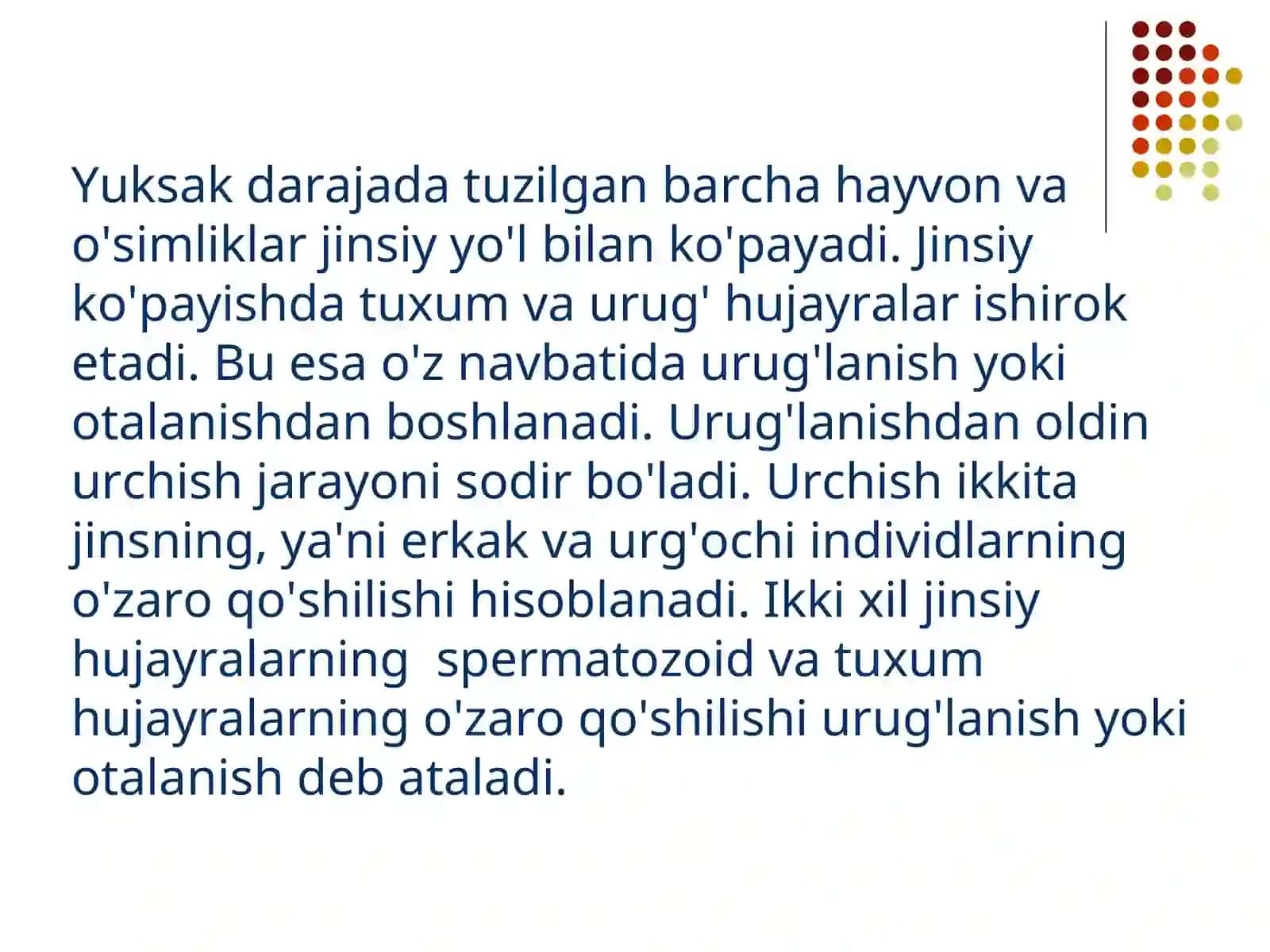 URUG’LANISH. URCHISH, URUG’LANISH, OTALANISH JARAYONLARINING MUXIM XUSUSIYATLARI 2