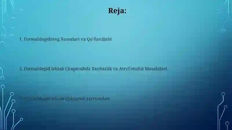 Formaldegid Ishlab Chiqarish Jarayonlari 2