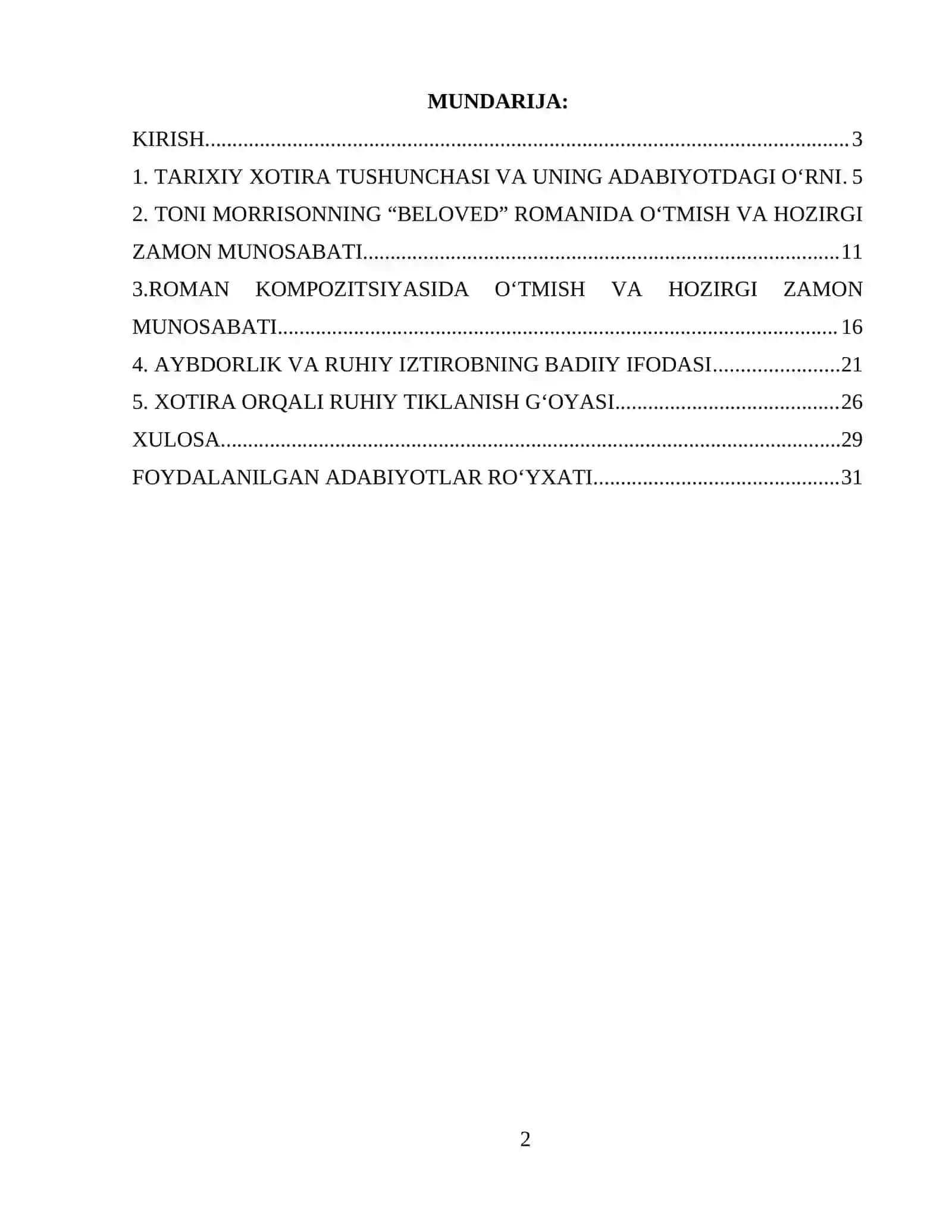 TONI MORRISONNING “BELOVED” ROMANIDA TARIXIY XOTIRA VA SHAXSIY TRAVMA TALQINI 2