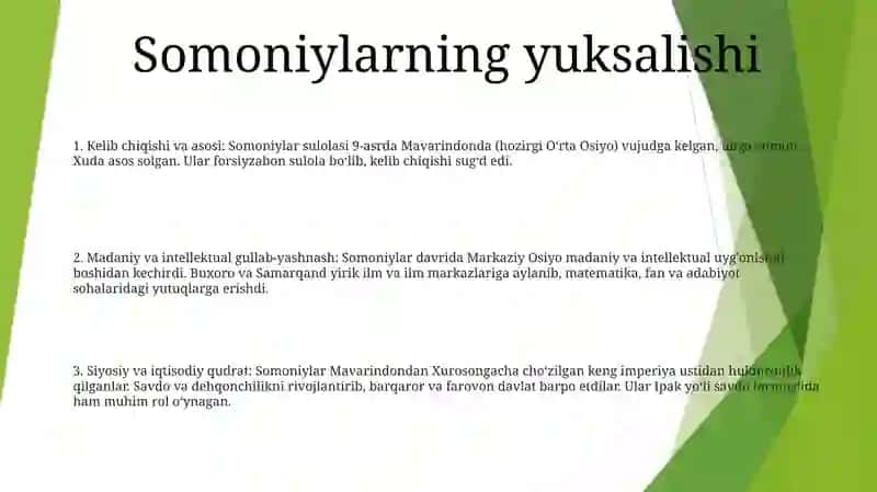 Somoniylar davri Oʻrta Osiyo tarixi 2