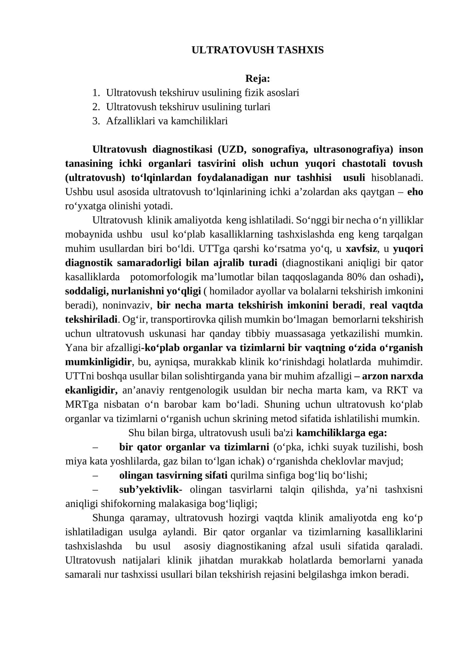 Ultratovush tekshiruv usuli 2
