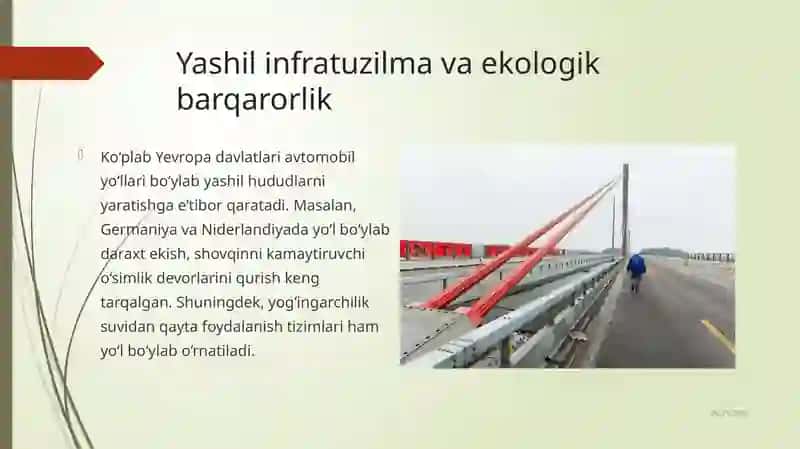 Yevropa davlatlarining avtomobil yo'llarini obodonlashtirish bo'yicha tajribalari 2
