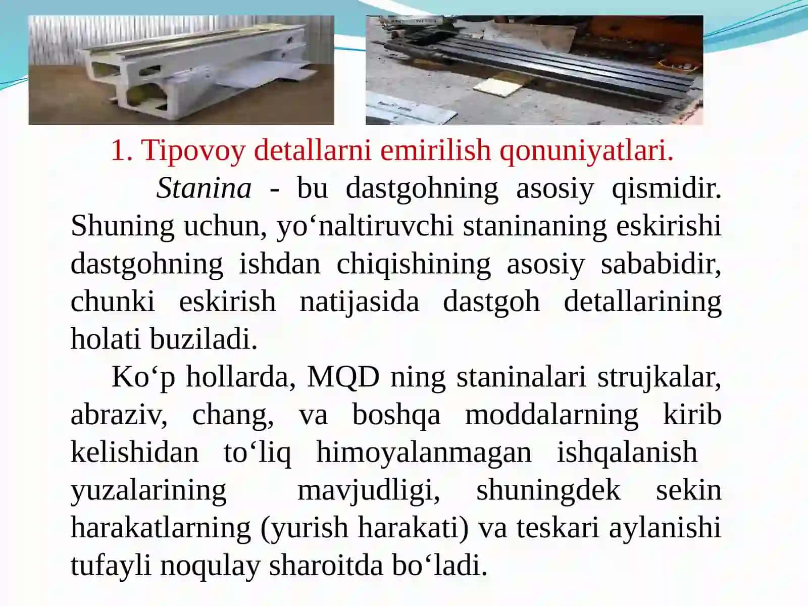Tipovoy detallarni yemirilish qonuniyatlari 2