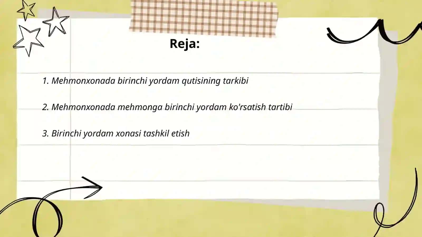 Mehmonxonada birinchi yordam qutisining tarkibi 2