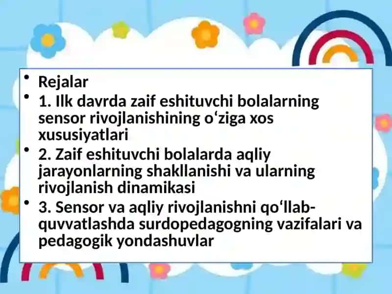 ILK DAVRDA ZAIF ESHITUVCHI BOLALARNING SENSOR VA AQLIY RIVOJLANISHI 2