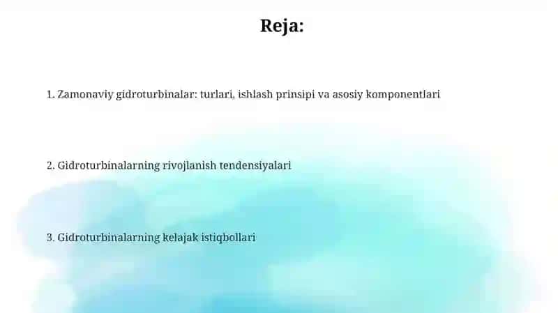 Zamonaviy gidroturbinalar va ularnig rivojlanish tendensiyalari 2