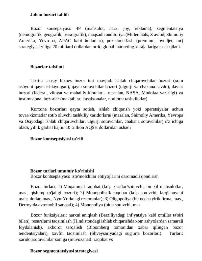 Bozor tushunchasi uning turlari va vazifalari 2