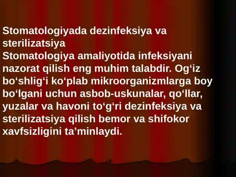 Stomatologiyada dezinfeksiya va sterilizatsiya 2