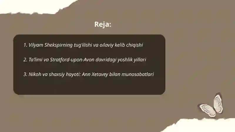 Vilyam Shekspir xayoti 2
