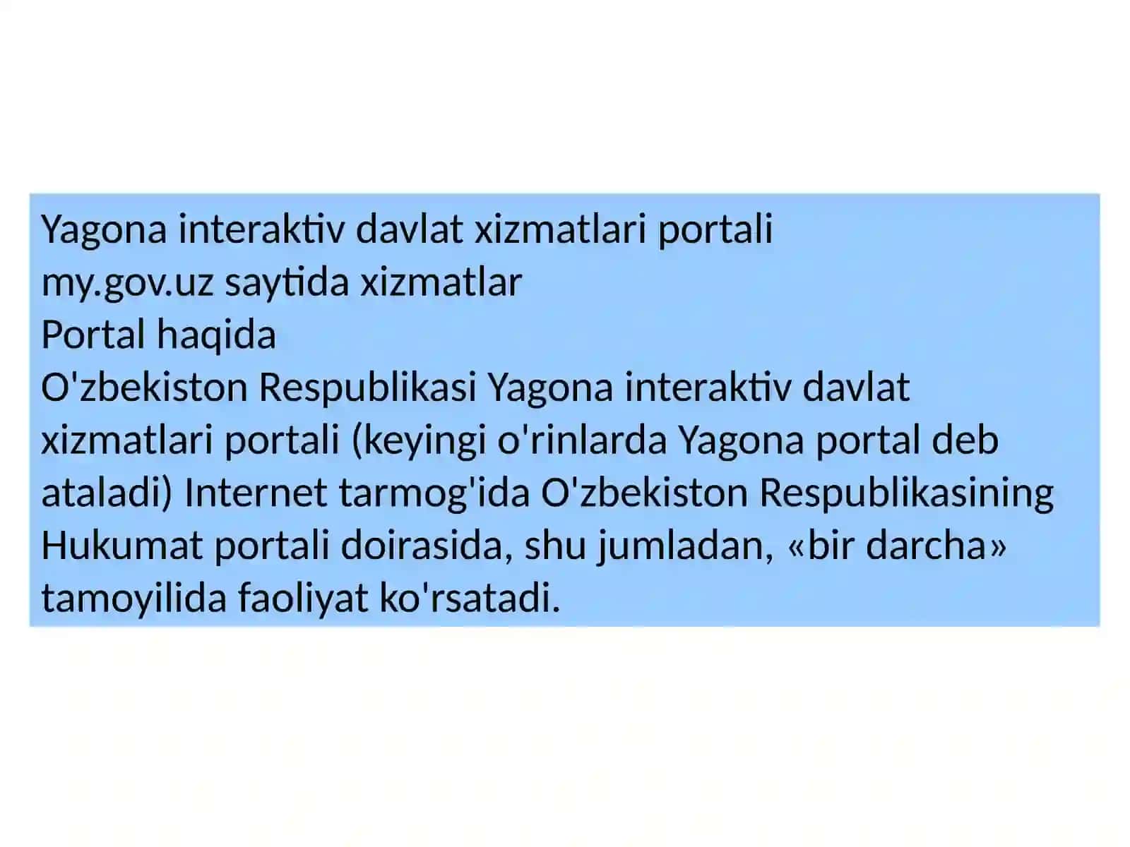 Yagona interaktiv davlat xizmatlari portal 2