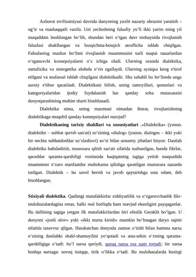 TA'LIM TARBIYA METADOLOGIYASI. ZIDDIYAT. QONUN VA QONUNIYAT. DIALEKTIKA QONUNLARI 2