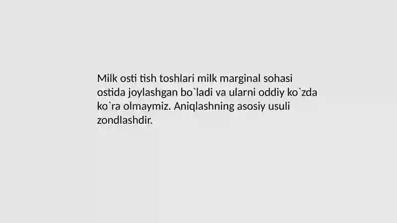 Milk osti tish toshlarining parodontitlar hosil bo'lishidagi ahamiyati 2