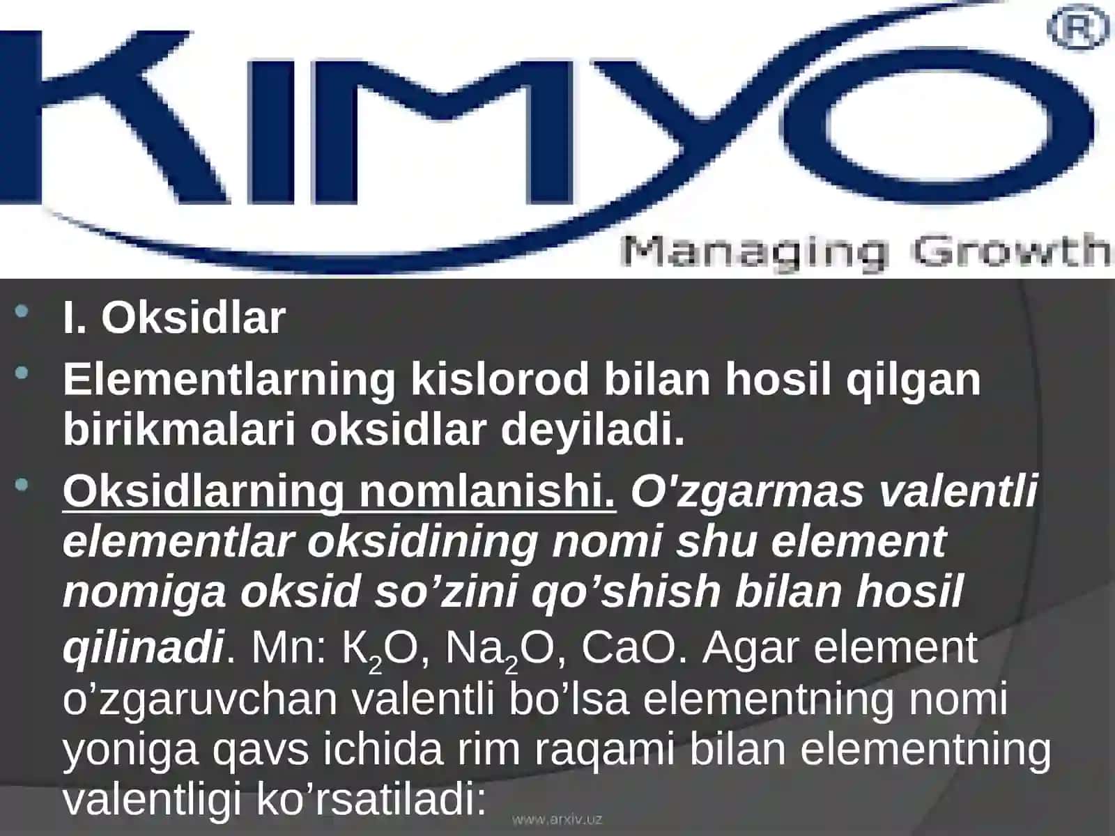 Anorganik birikmalarning asosiy sinflari 2