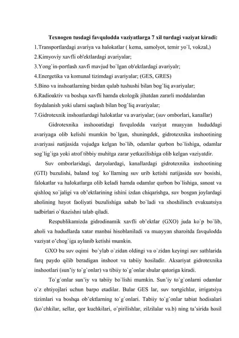 AXOLI VA HUDUDLARNI FAVQULOTDA VAZIYATLARDAN MUHOFAZA QILISHNING HUDUDIY ASOSLARI O’ZBEKISTON RESPUBLIKASIDA FAVQULOTDA VAZIYATLARDAN ULARNING OLDINI OLISH VA HARAKAT QILISH DAVLAT TIZIMI 2