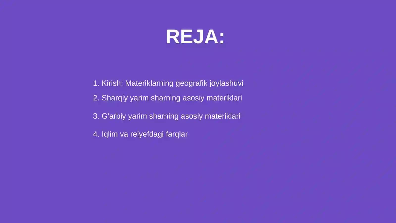 Sharqiy va gʻarbiy yarim sharlarda joylashgan materiklarga qiyosiy tafsif 2