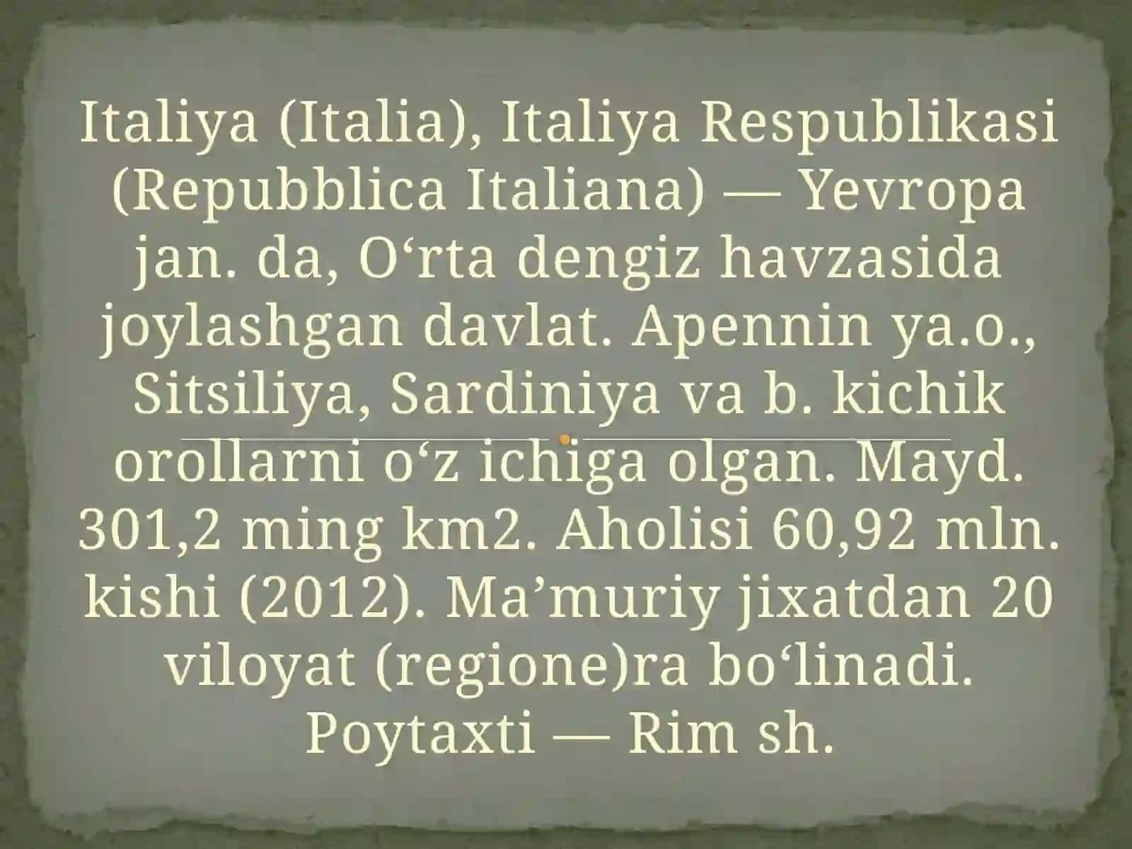 Italiya(Italia),ItaliyaRespublikasi(RepubblicaItaliana) 2