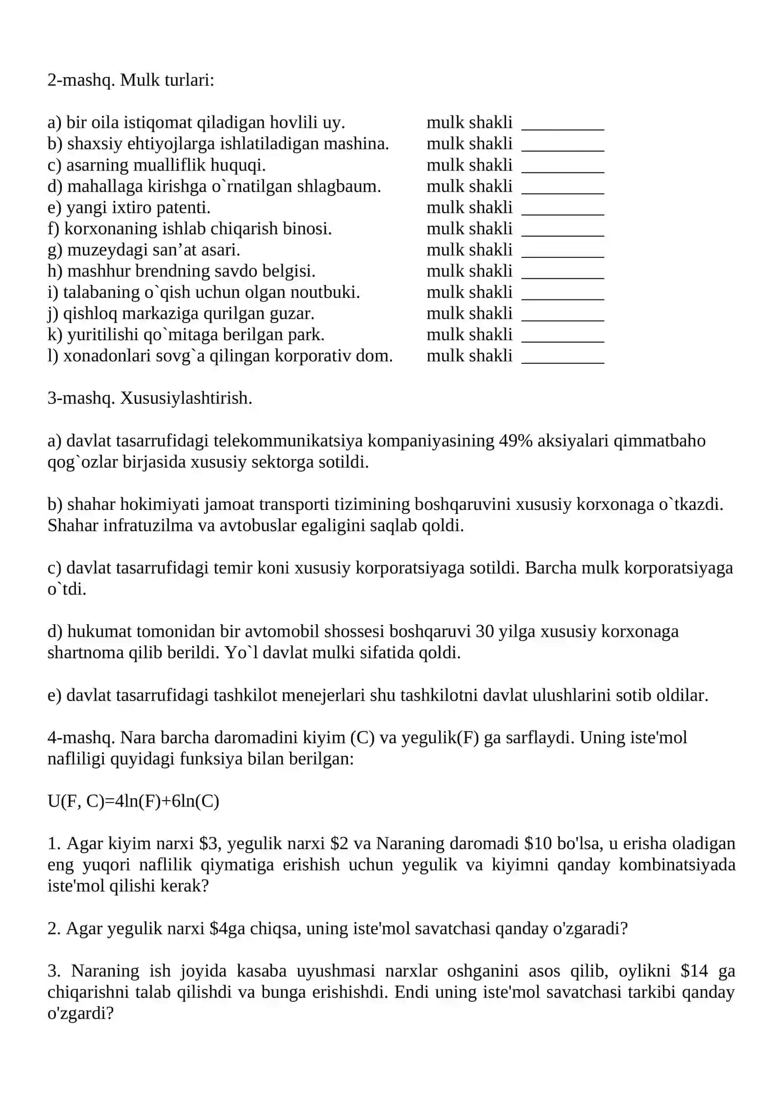 Davlat mulkini xususiylashtirish 2