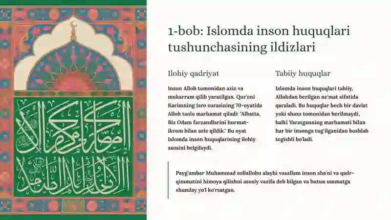 Islomda inson huquq va erkinliklarini ta'minlanishining o'ziga xos jihatlari 2