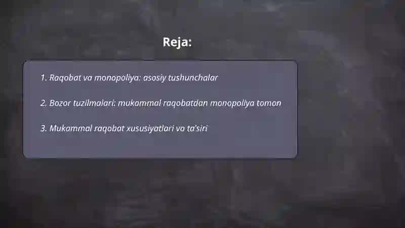 Raqobat va manapoliya 2