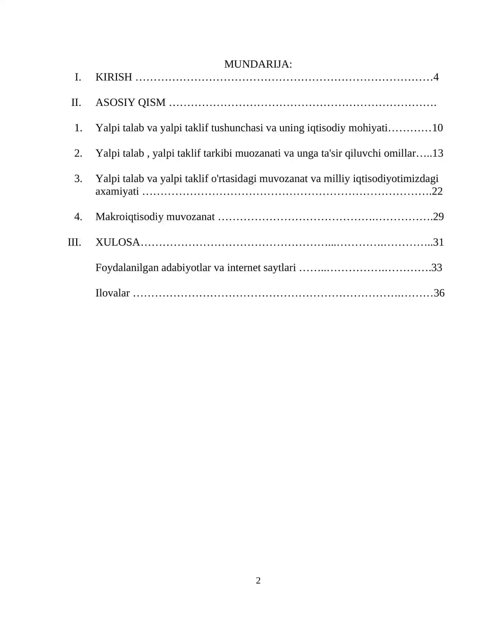 YALPI TALAB VA YALPI TAKLIF NISBATLARI 2