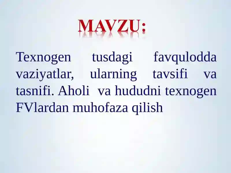 Texnogen tusdagi favqulodda vaziyatlar 2