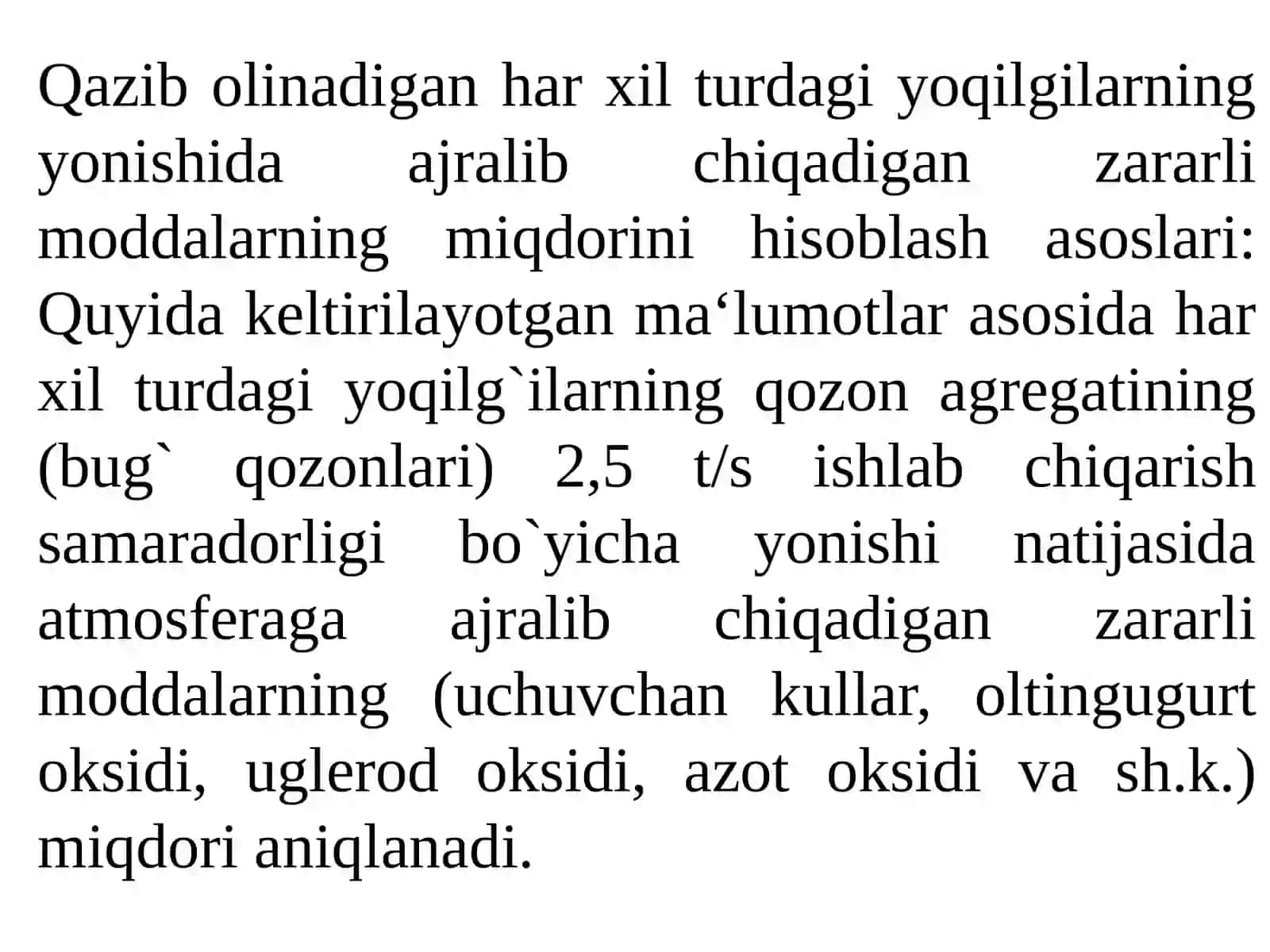 Qazibolinadiganharxilturdagiyoqilgilarningyonishidaajralibchiqadiganzararlimoddalarningmiqdorinihisoblash 2