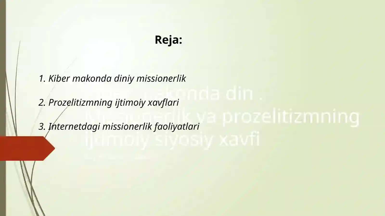 Kiber makonda din. Missionerlik va prozelitizmning ijtimoiy siyosiy xavfi 2
