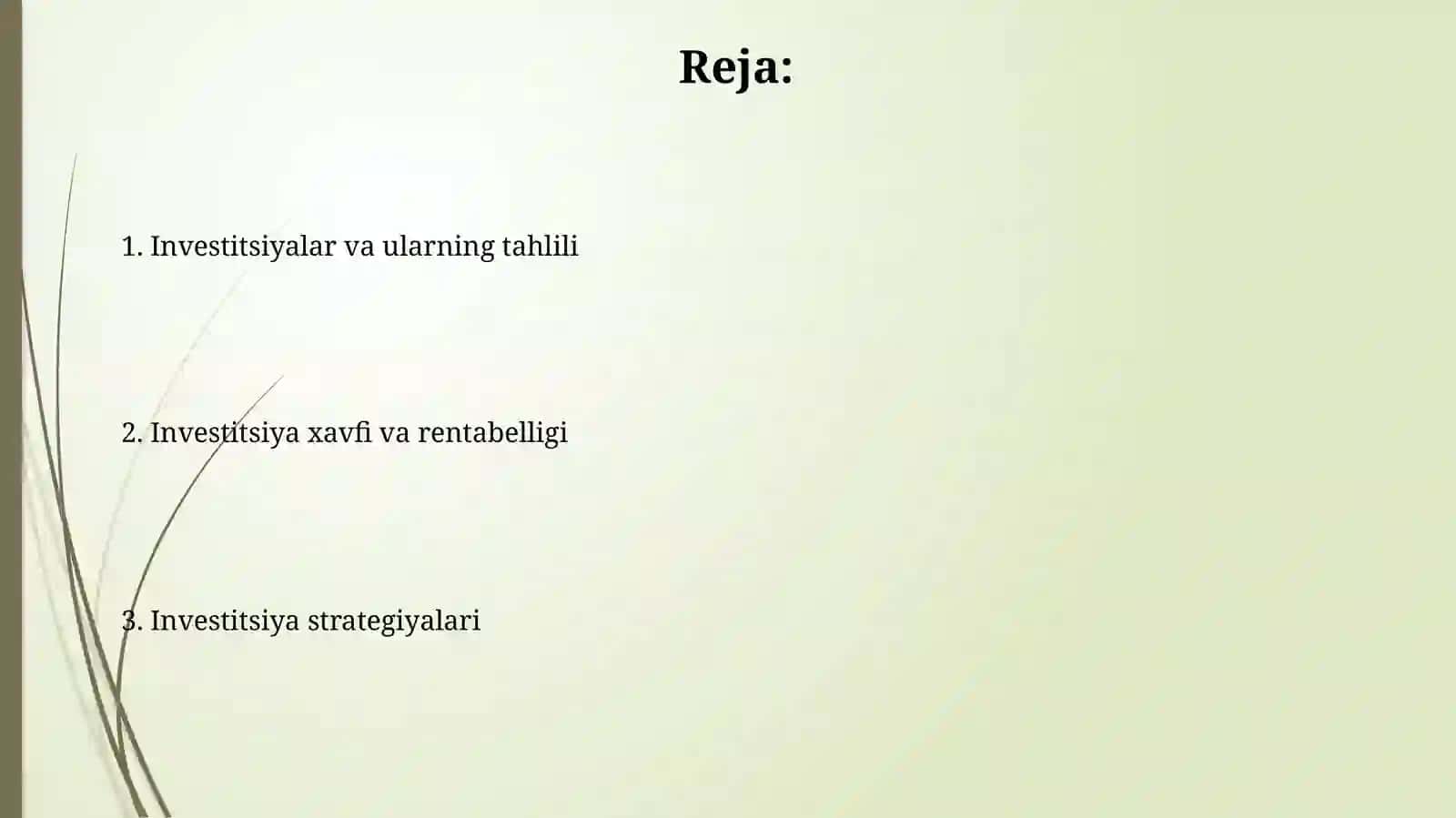 Investitsiyalar va investitsiya tahlili 2