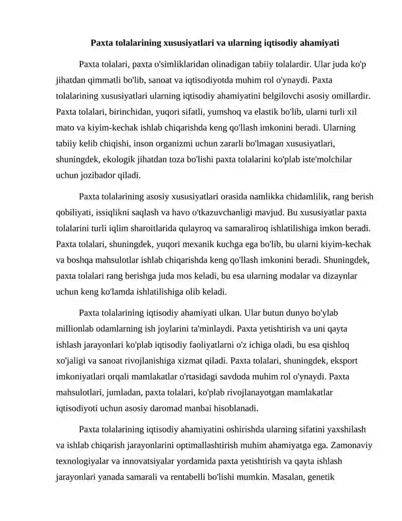 Paxta tolalarining lint va tolali chiqindilari preslash jarayoni 2