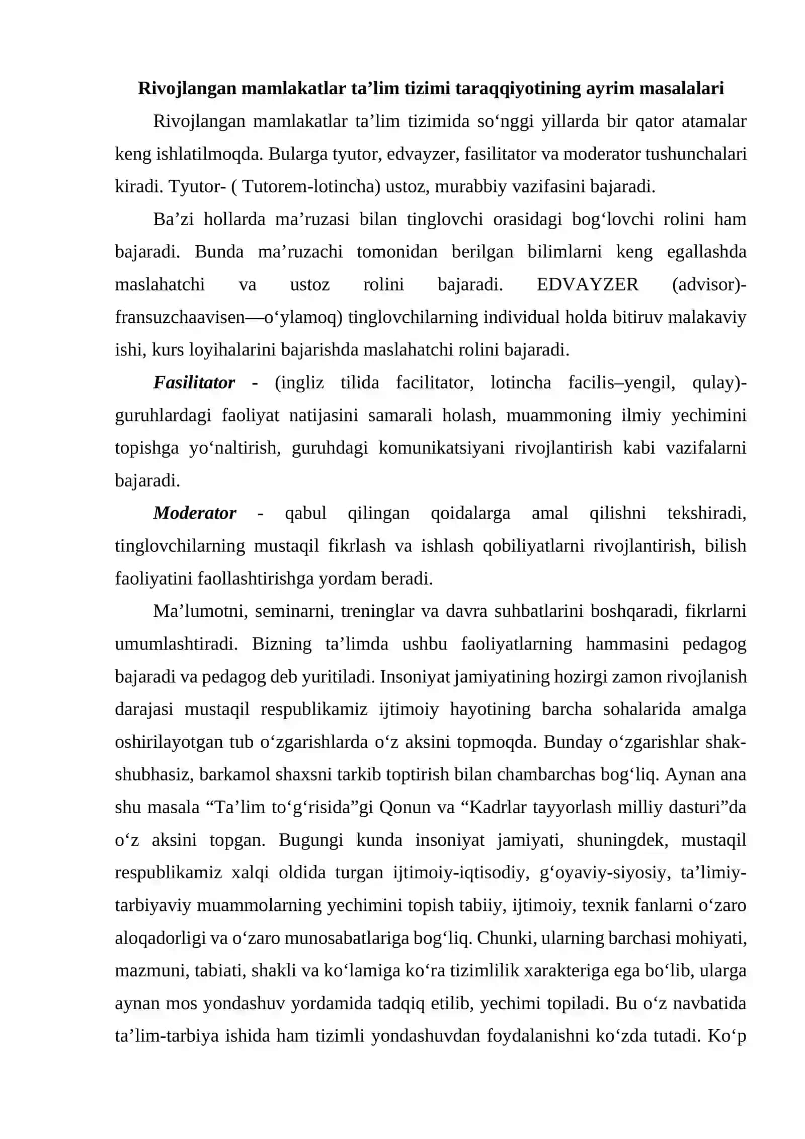 Rivojlangan mamlakatlarda maktabgacha ta'lim tizimi 2
