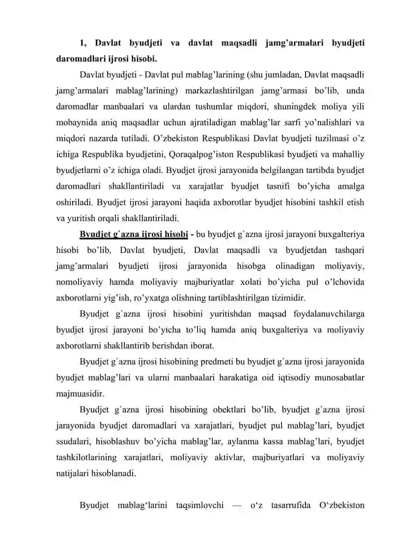 Davlat maqsadli jamg'armalarni taqsimlovchi organlarda byudjetlar ijrosi hisobini tashkil etish asoslari 2