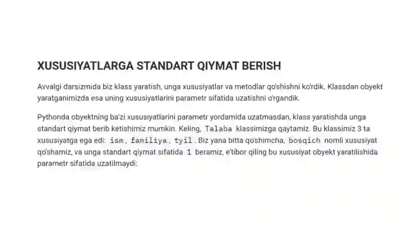 Python. OBYEKTLAR BILAN ISHLASH 2