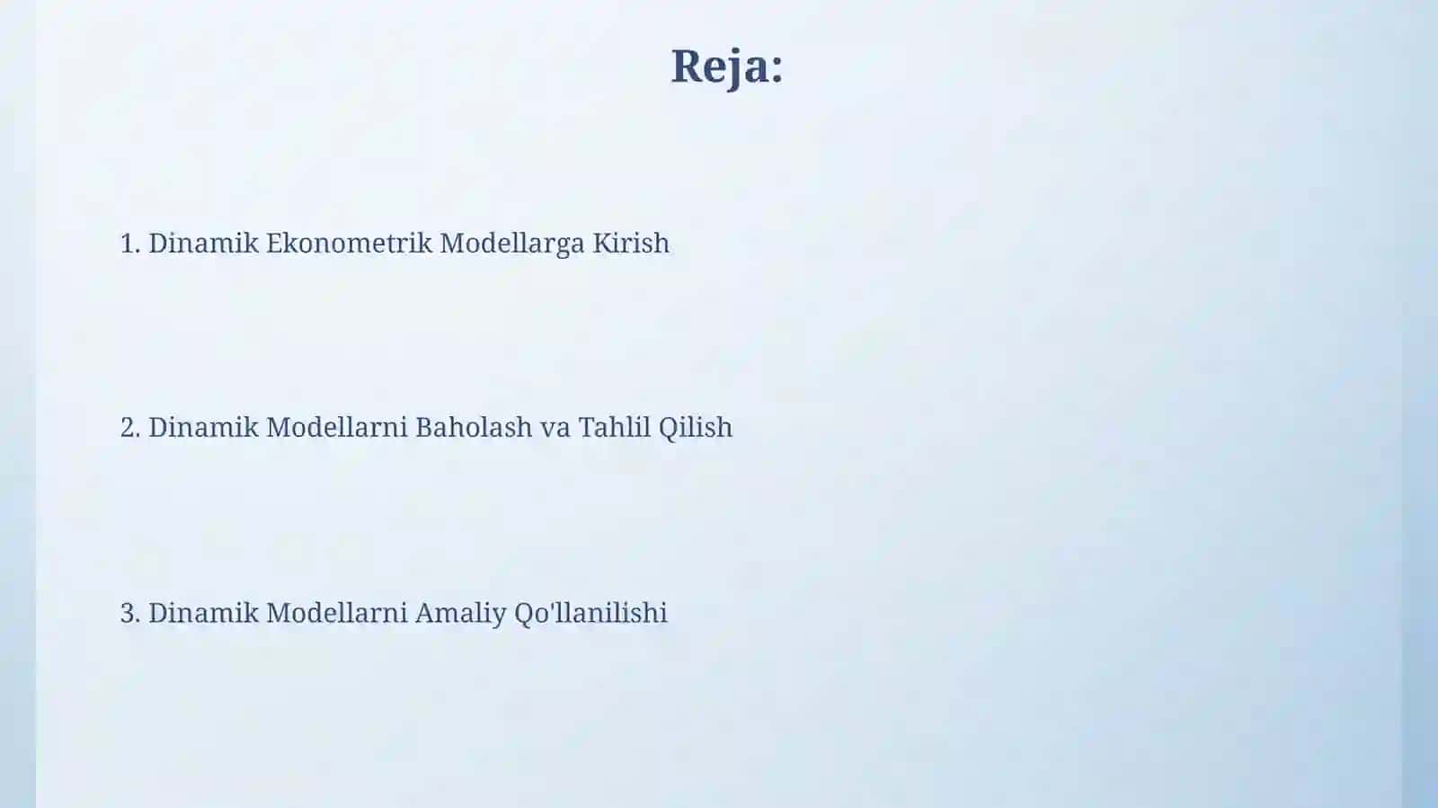 Dinamik ekonometrik modellardan foydalanish 2