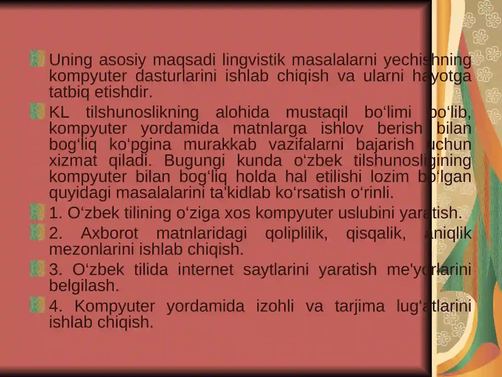 Lingvistik kompyuter dasturlarini takomillashtirish yo'llari 2