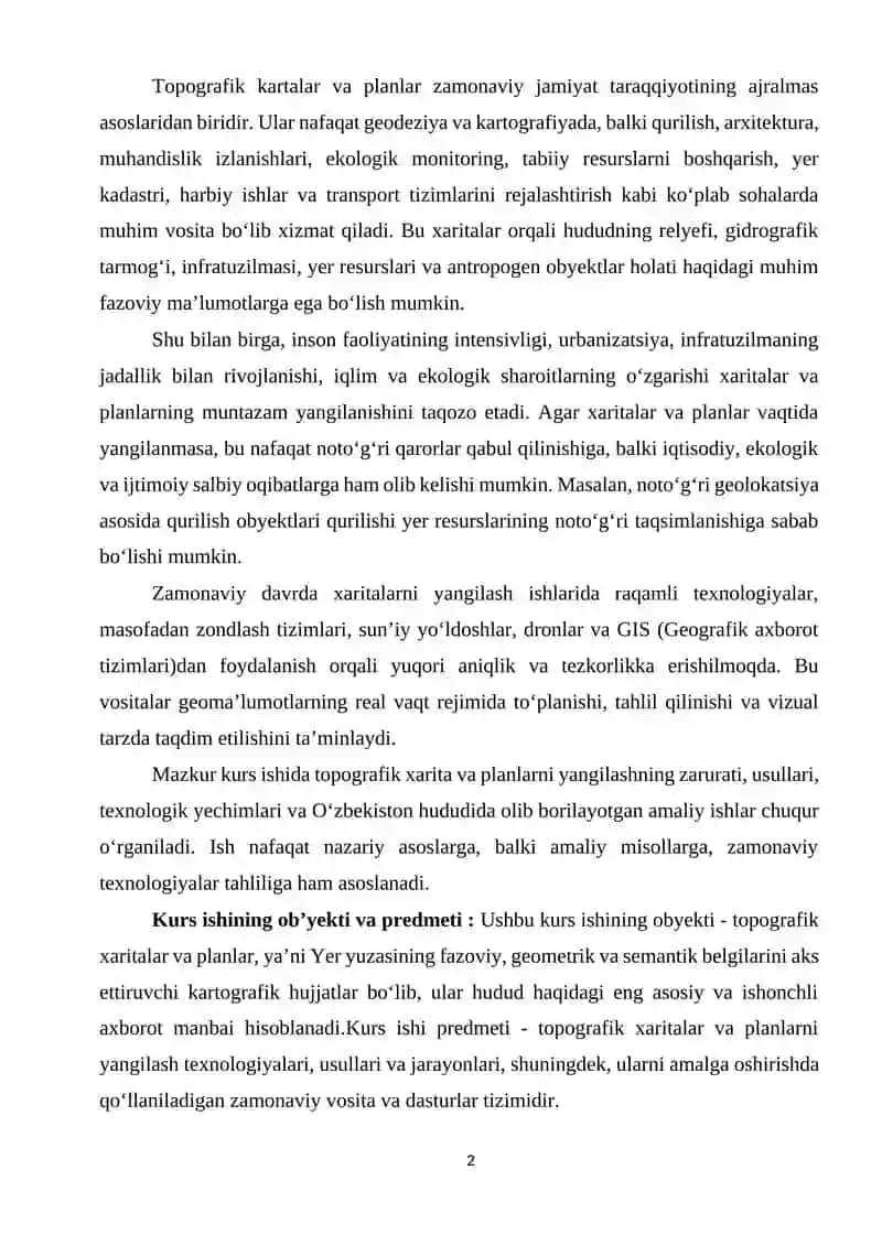 Topografik Kartalar va Ularni Yangilash 2