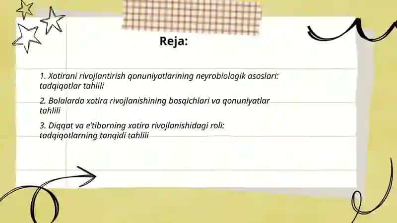 Xotirani rivojlantorish qonuniyatlariga oid tadqiqotlar tahlili 2