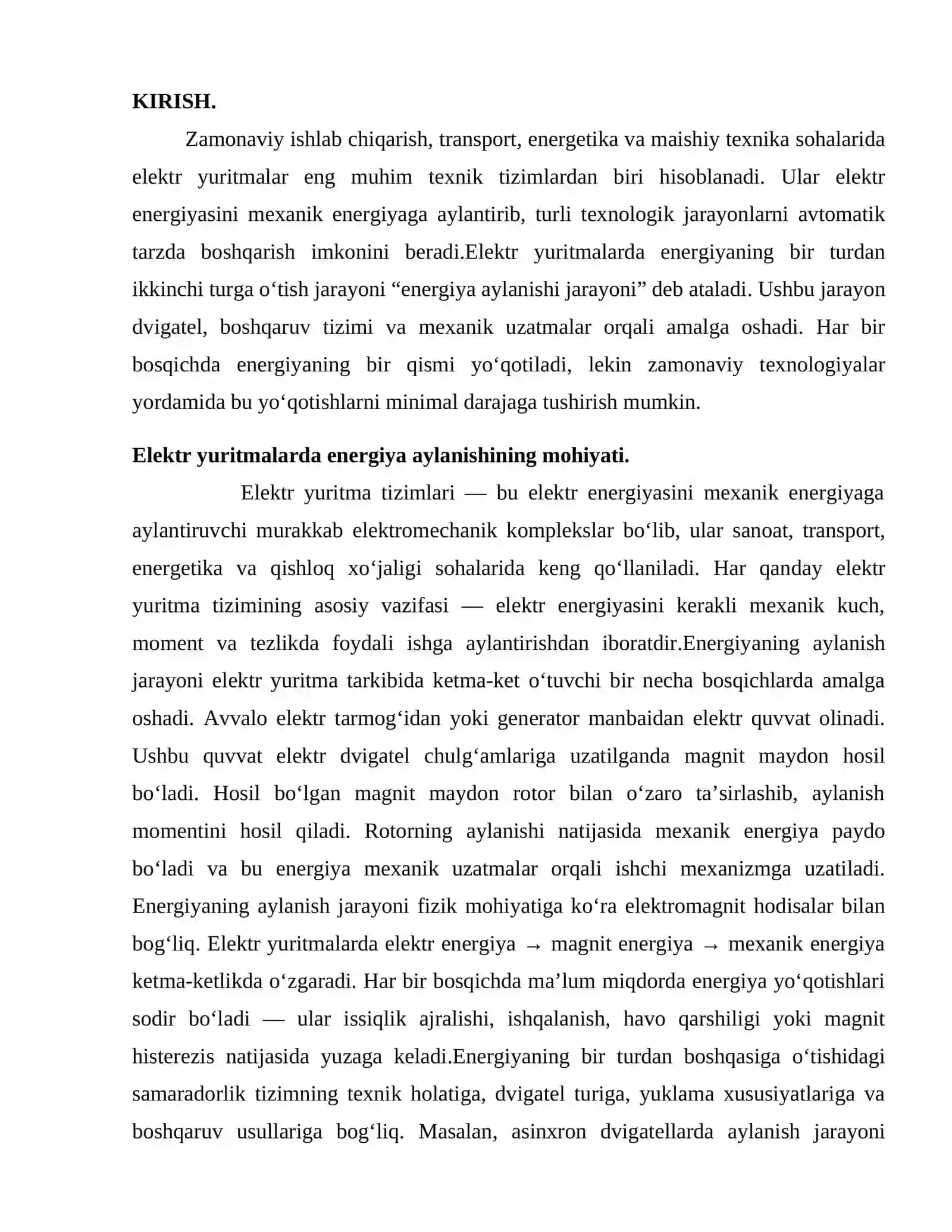 Elektr yuritmalarda energiya aylanishi jarayoni 2