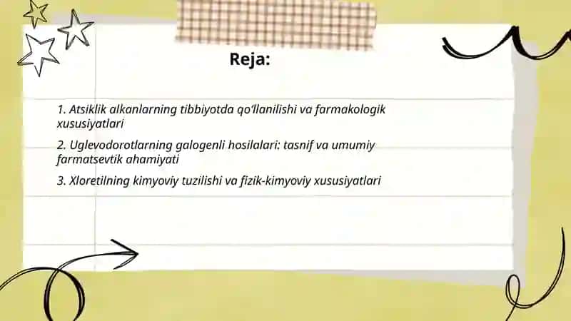 Uglevodorotlar, atsiklik alkan galogen xosilalari 2