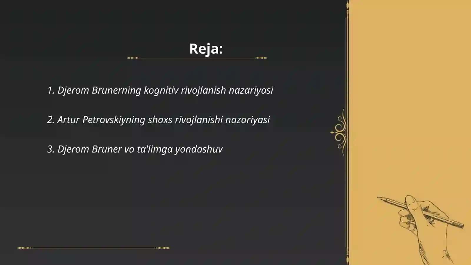 Djerom Brunerning kognitiv rivojlanish nazariyasi 2