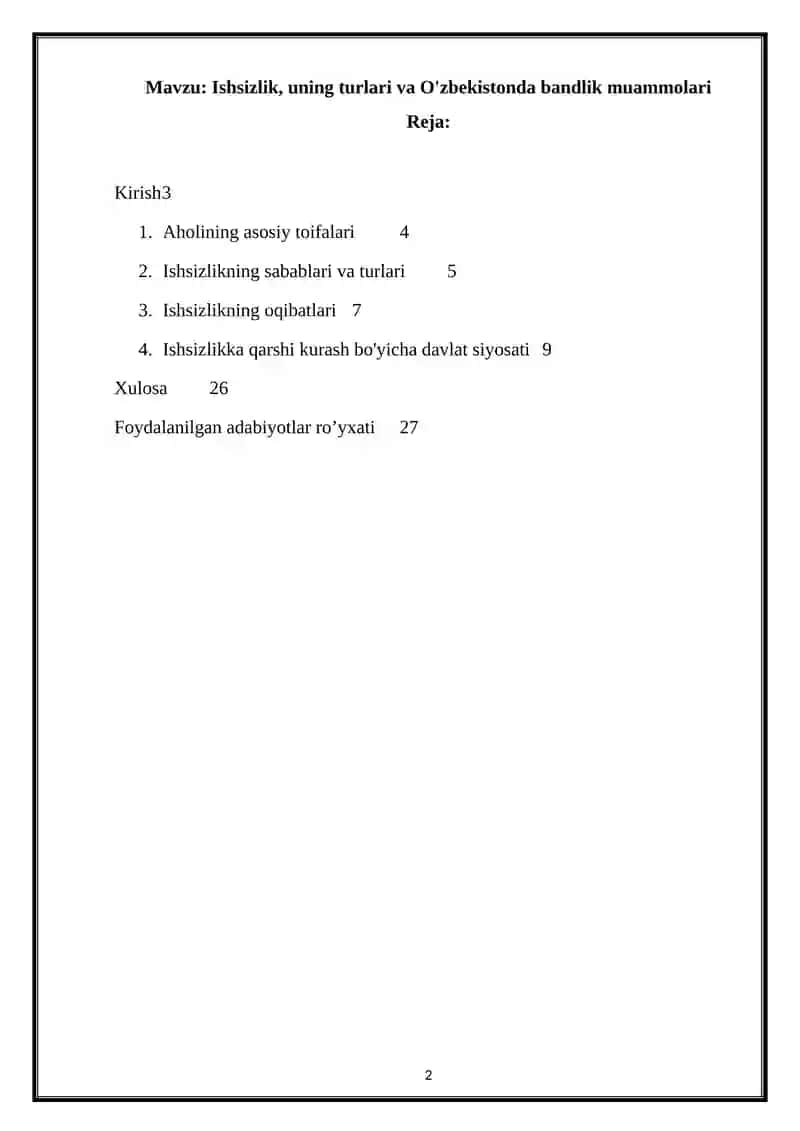 "Iqtisodiyot Nazariyasi" Kurs ishi 2