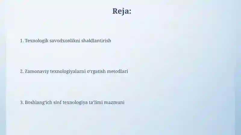 Boshlang'ich sinflarda texnologiya talimi dasturi materialining mazmuni 2